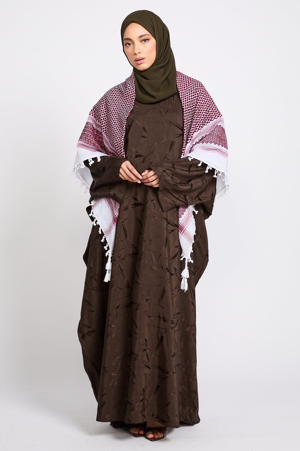 Premium Classic Keffiyeh Scarf - Red & White