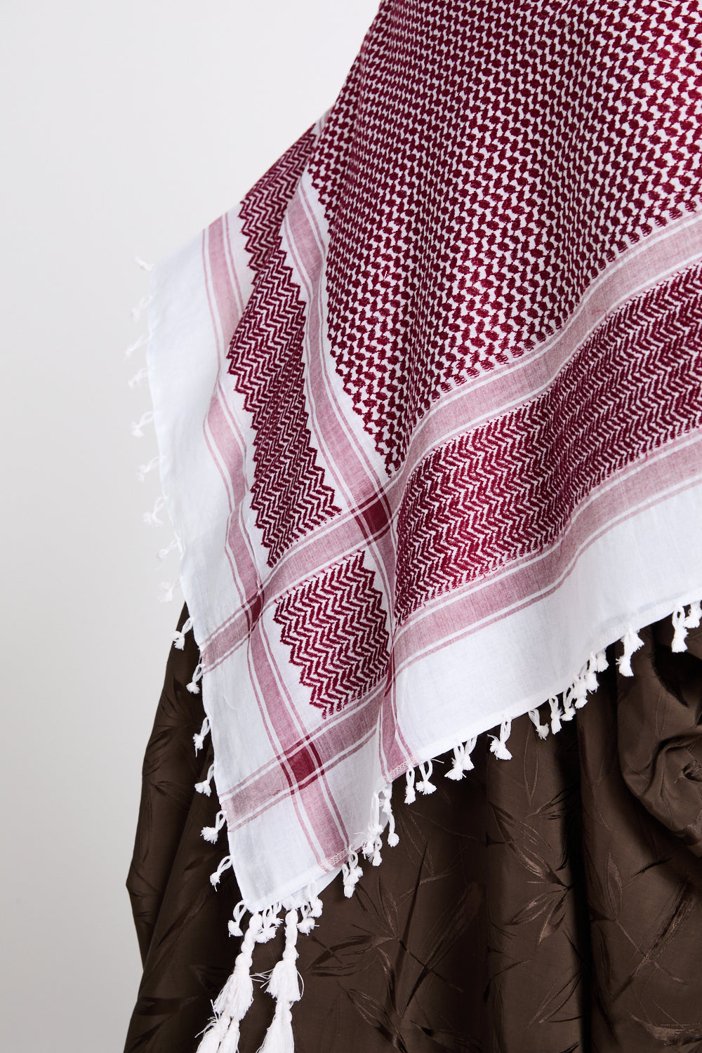 Premium Classic Keffiyeh Scarf - Red & White