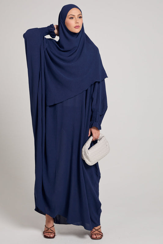 Set Abaya con Khimar - Blu navy