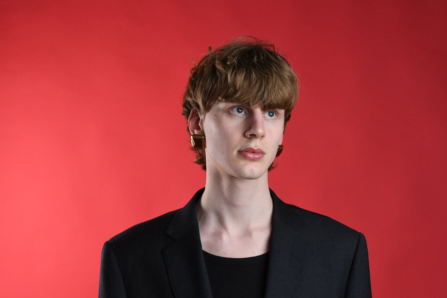 AMARANTH - GOLD EARRINGS RED STONE PLATING WATERPROOF