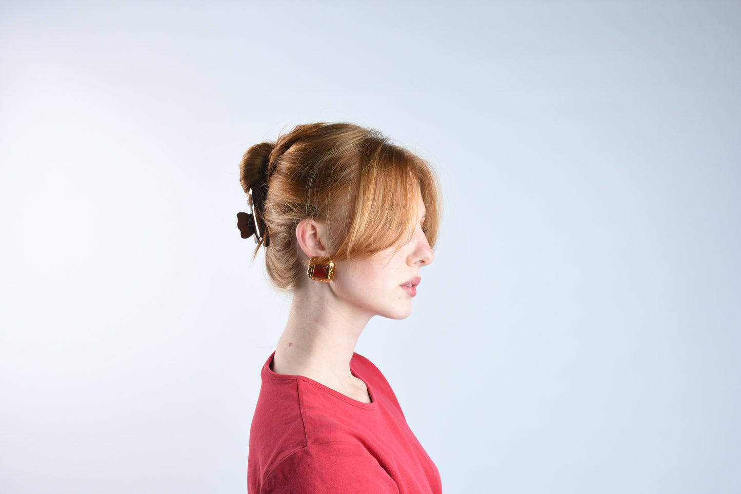 AMARANTH - GOLD EARRINGS RED STONE PLATING WATERPROOF