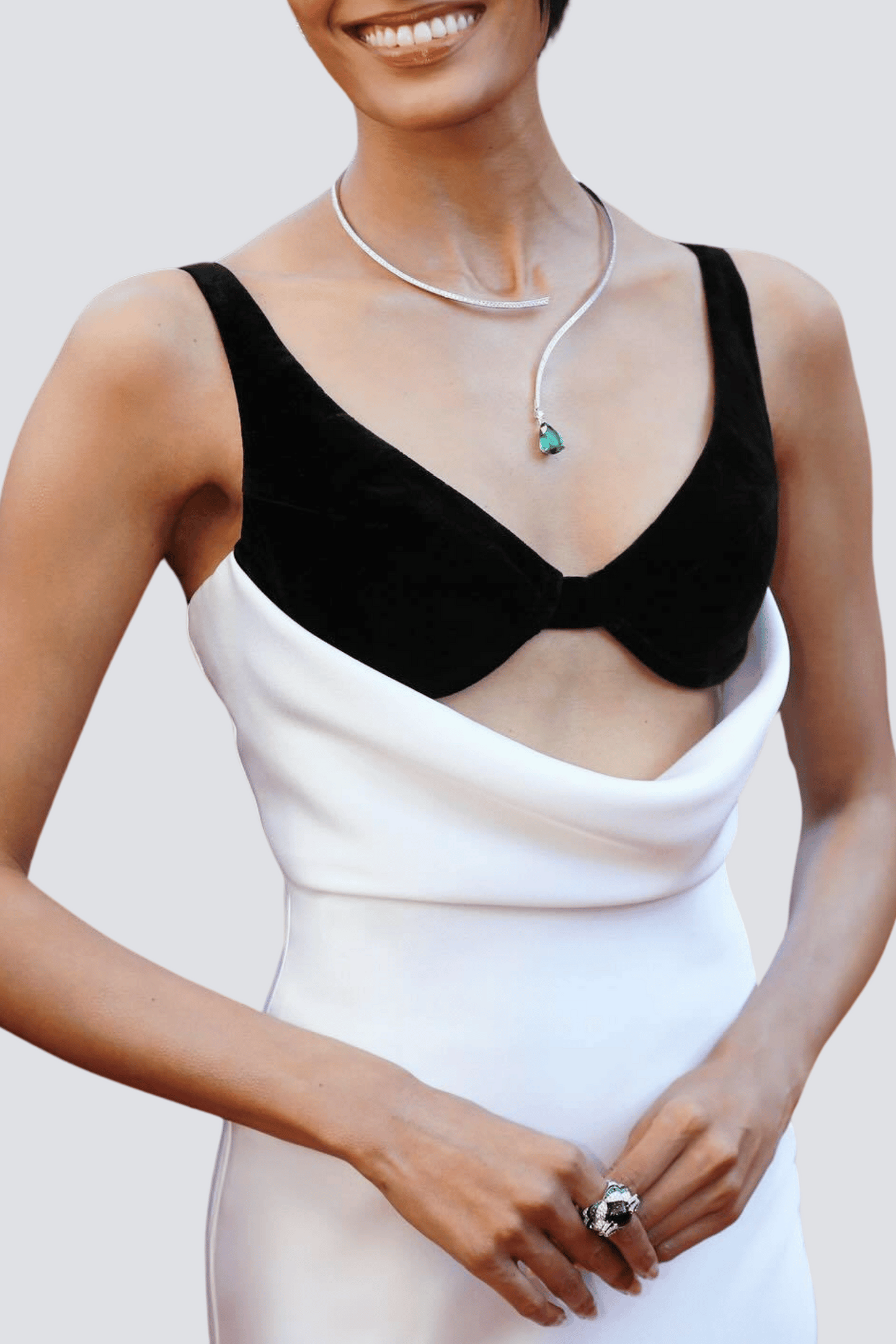 ABITO LUNGO IN VELLUTO E RASO ALFREDO - BIANCO