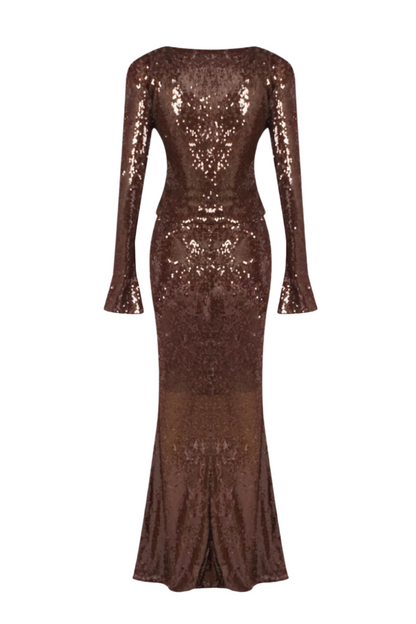 Aubelin Sequin Two Piece Set - Brown