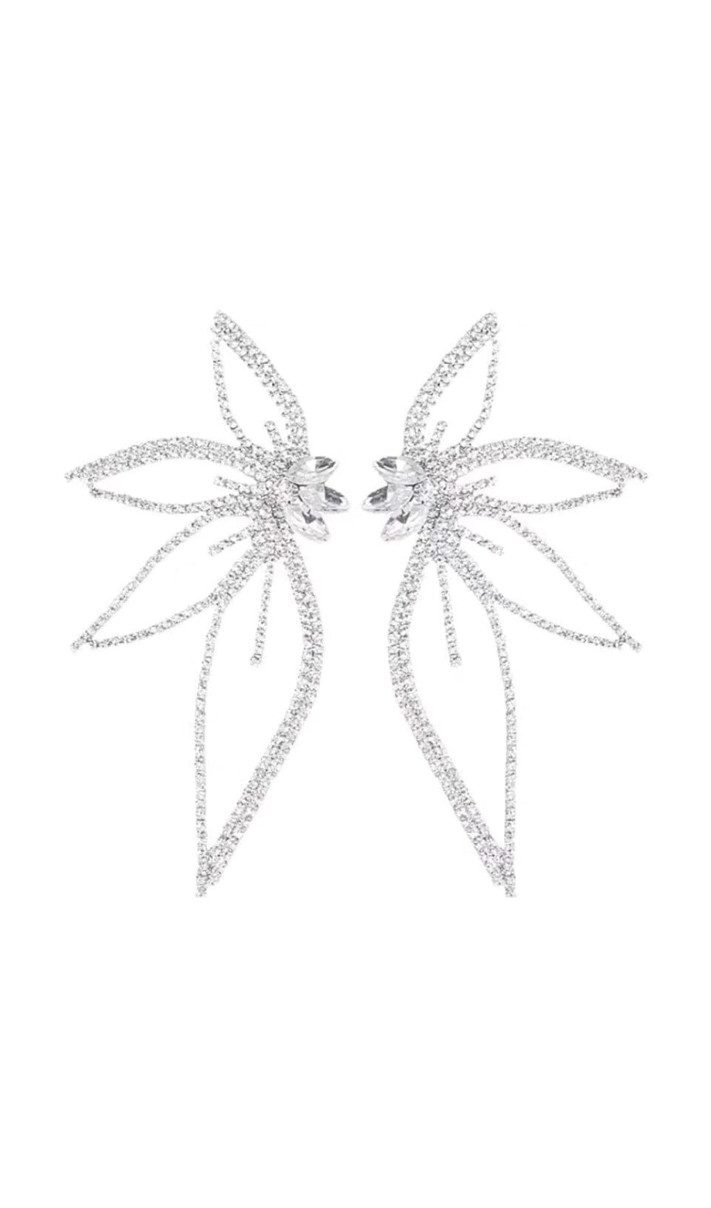 CRYSTAL FLOWER EARRINGS IN SILVER