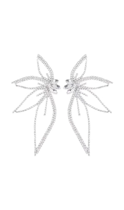 CRYSTAL FLOWER EARRINGS IN SILVER