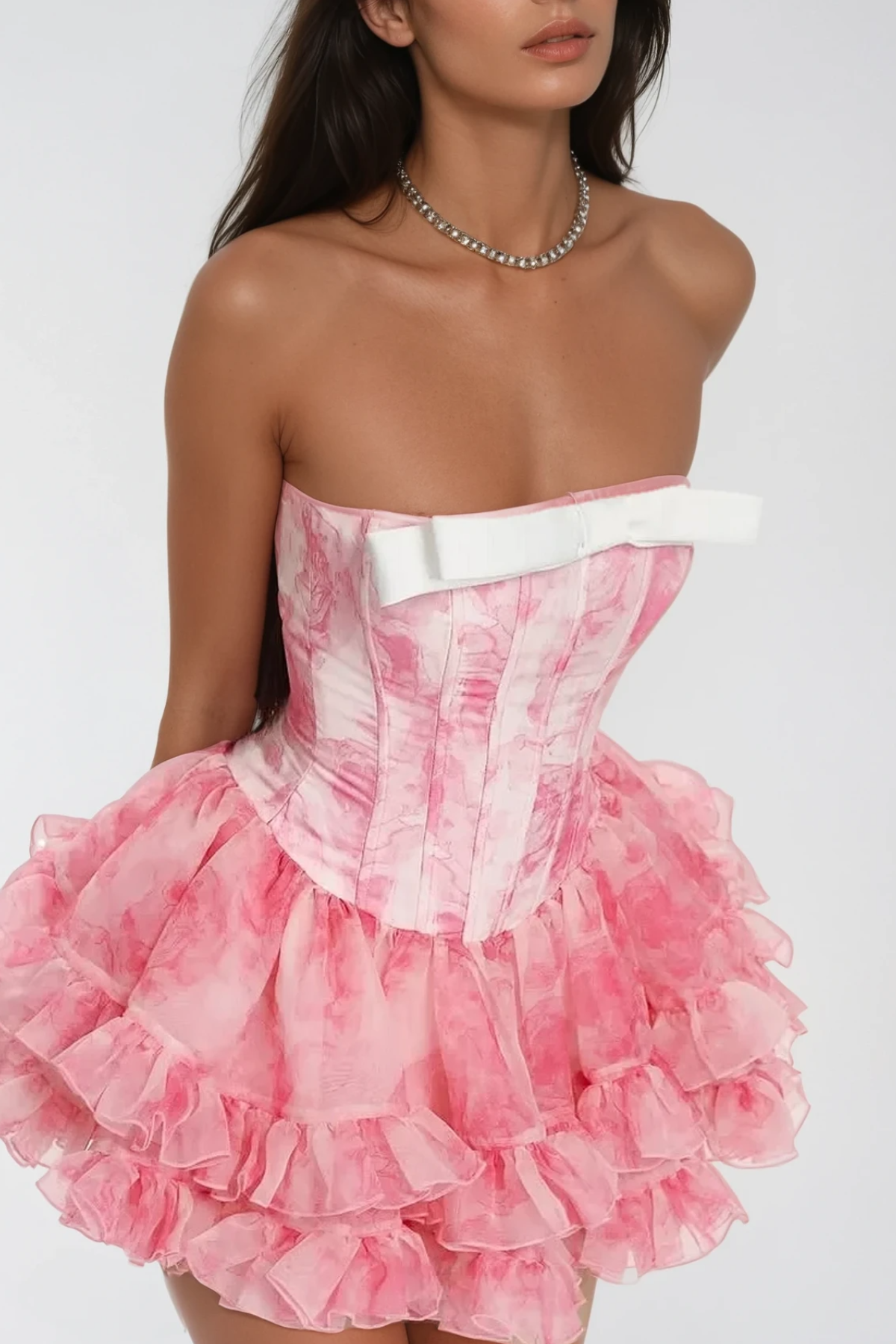 Besnik Corset Ruffle Mini Dress