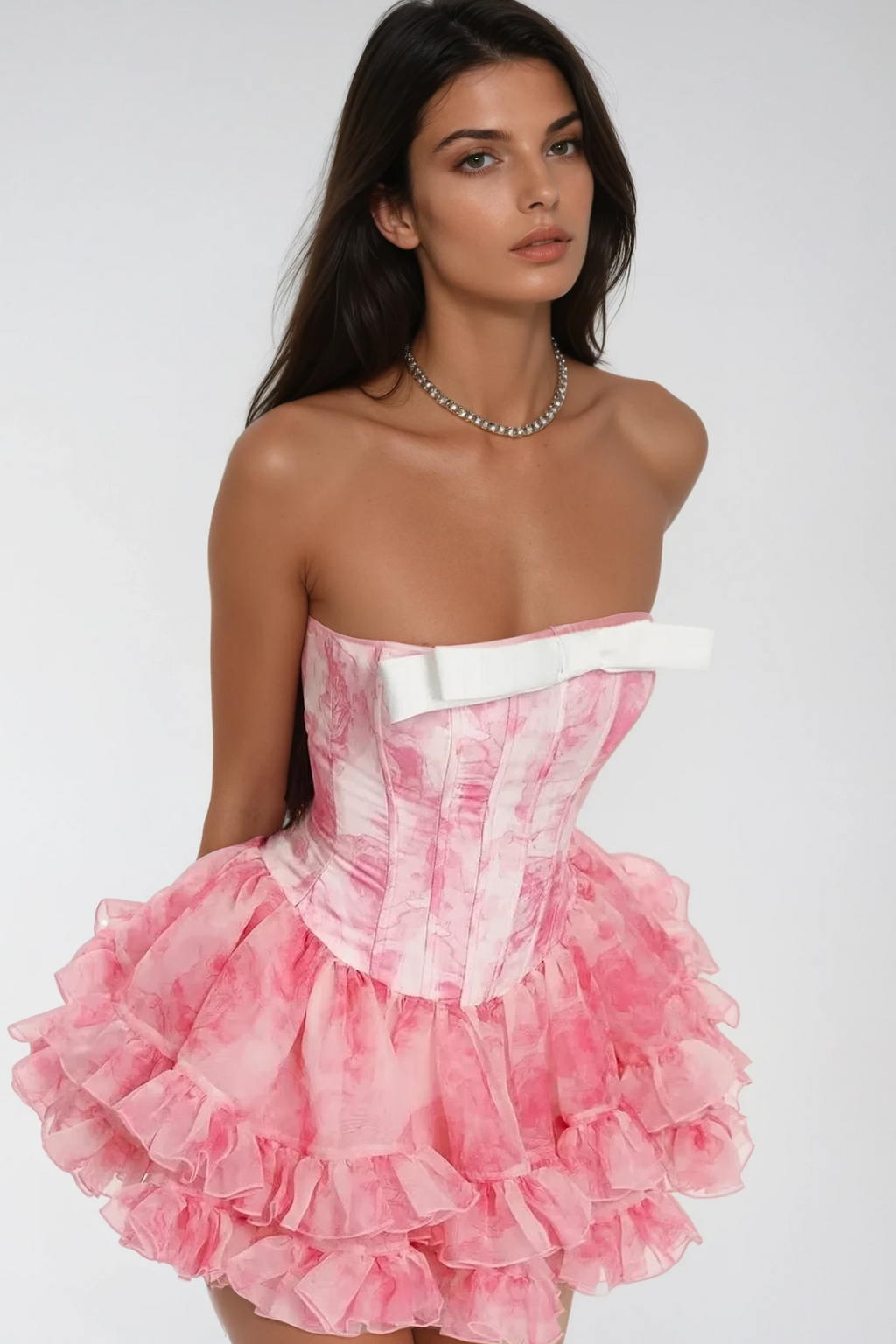 Besnik Corset Ruffle Mini Dress