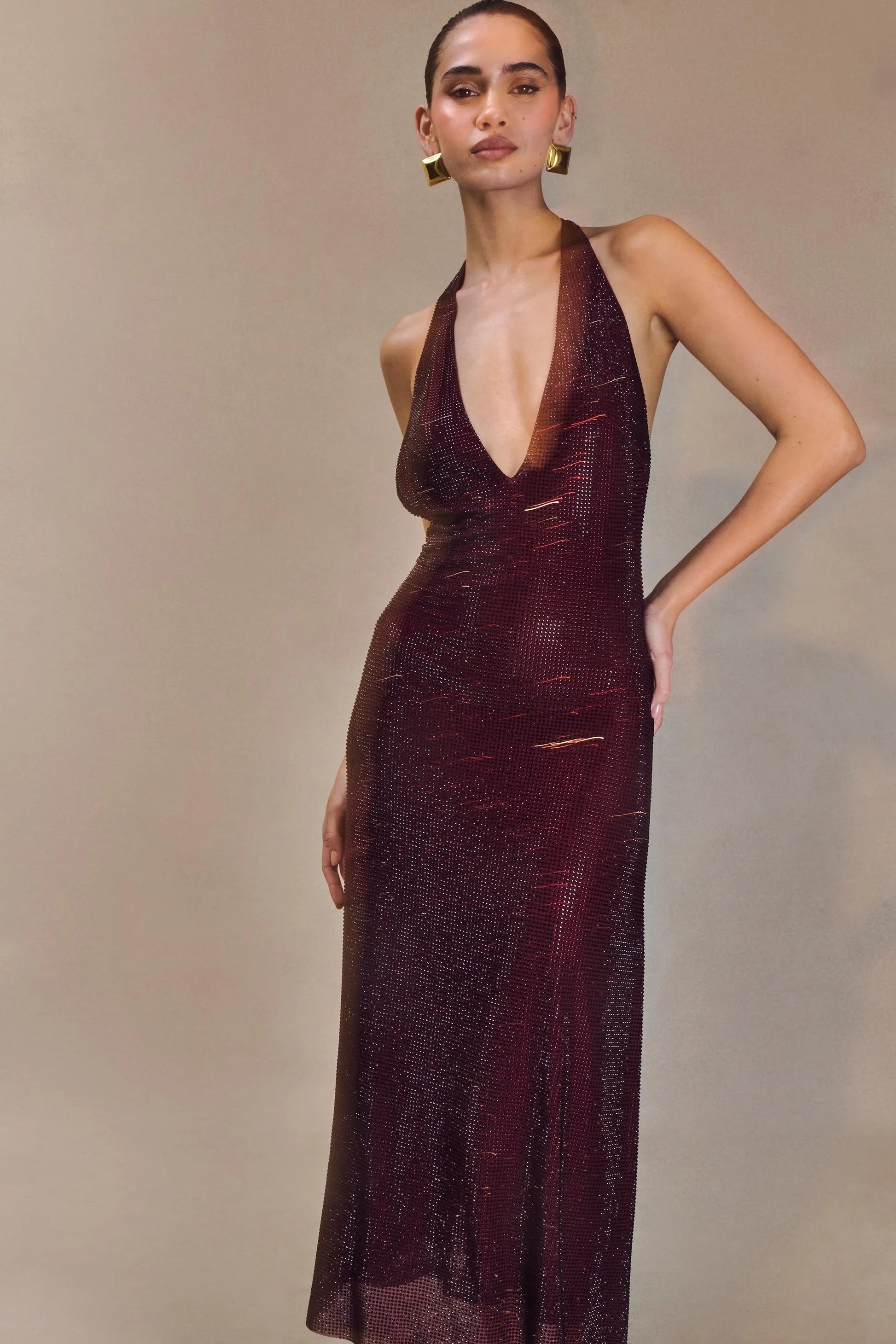 Diamond Halter Neck Midi Dress