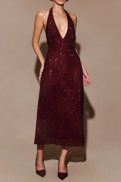 Diamond Halter Neck Midi Dress