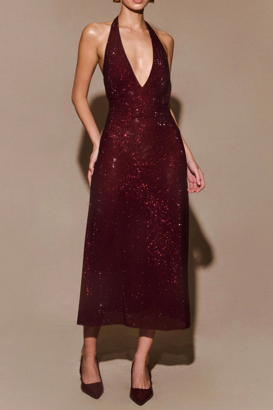 Diamond Halter Neck Midi Dress