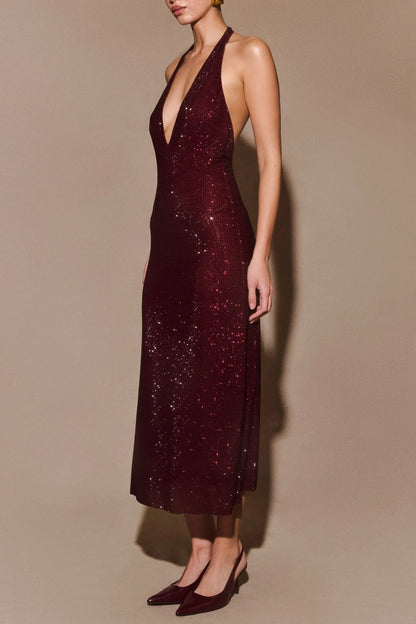 Diamond Halter Neck Midi Dress