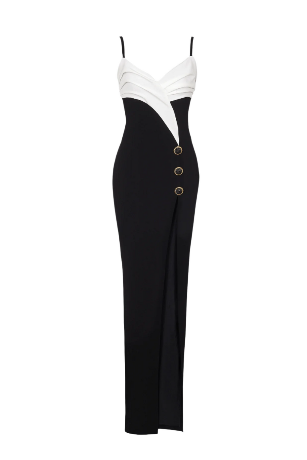 Bruna Two-Tone Split Maxi Bandage Dress