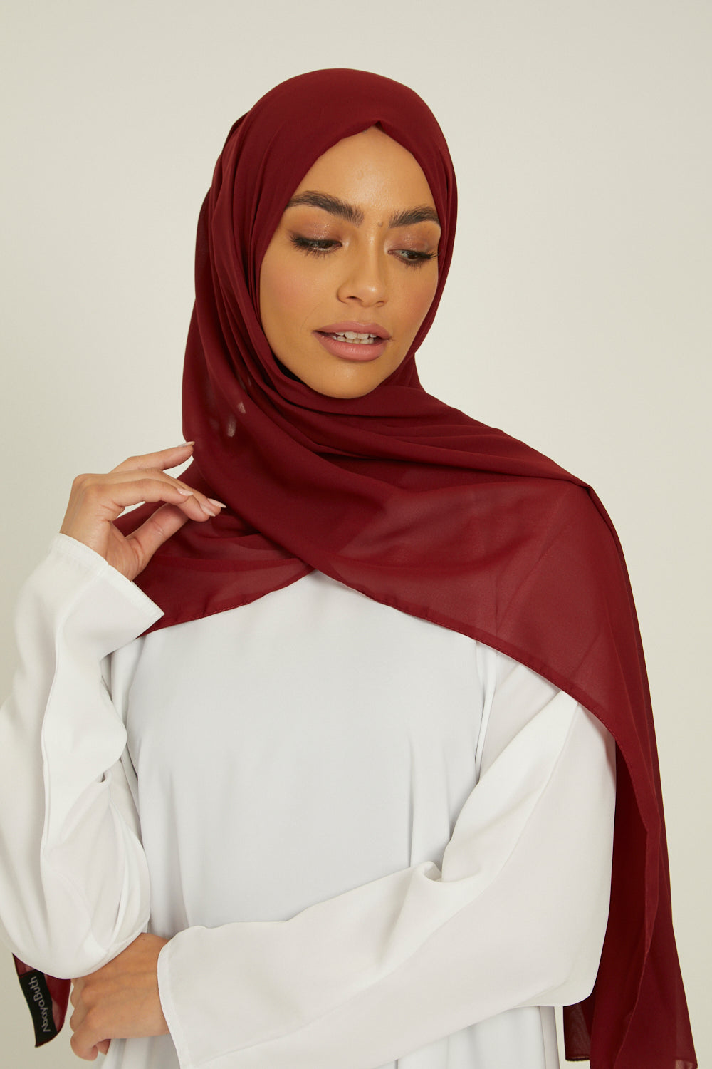 Hijab di lusso in georgette - Marrone