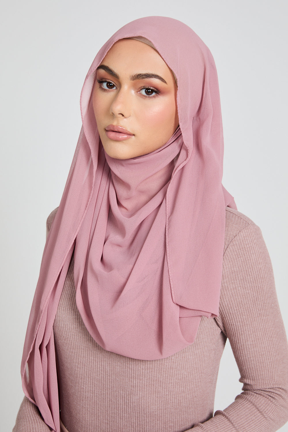 Luxury Soft Chiffon Hijab - Dusty Pink