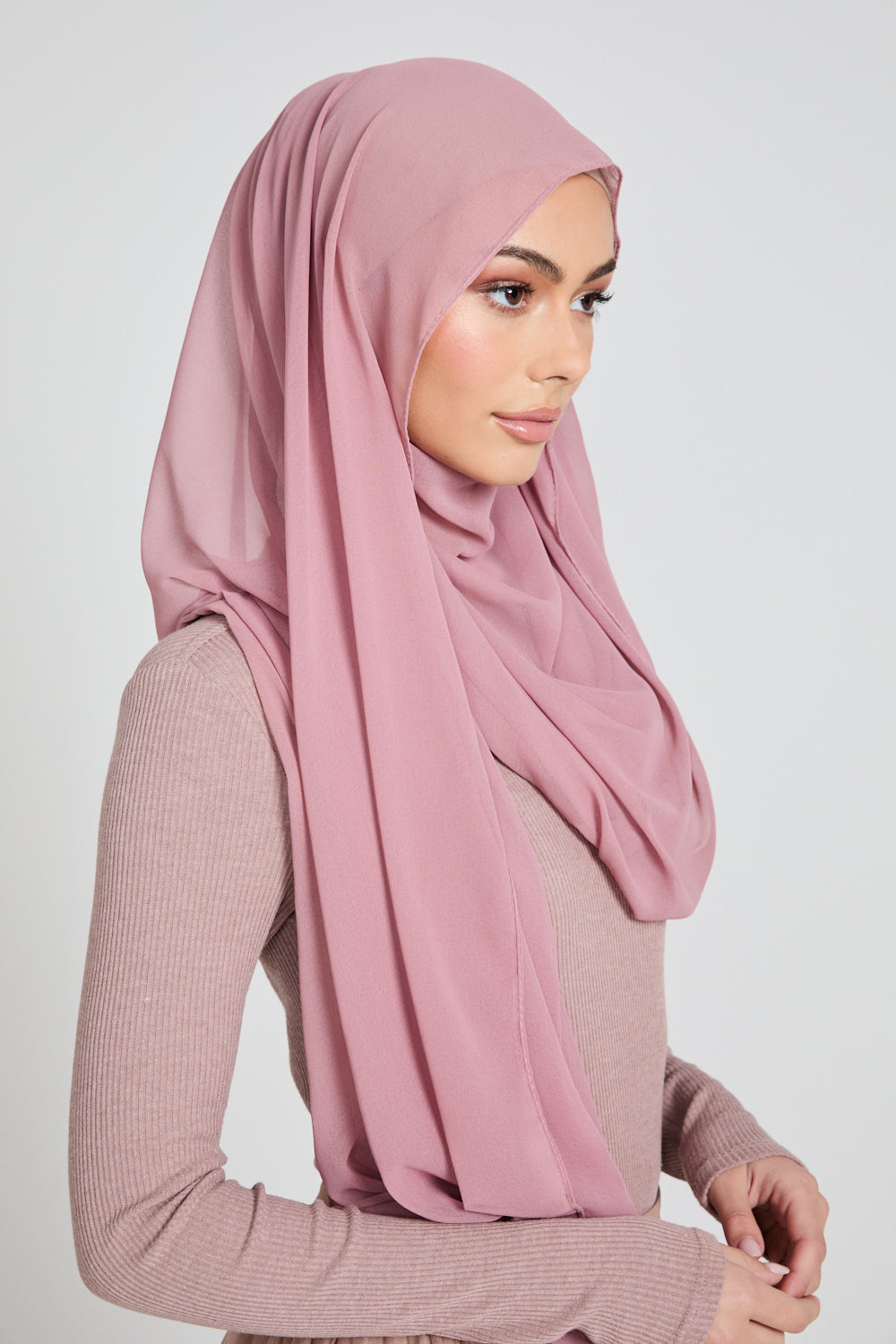 Luxury Soft Chiffon Hijab - Dusty Pink