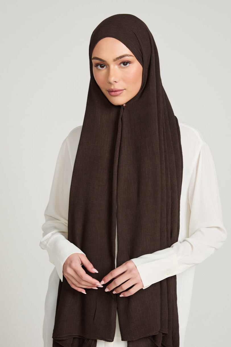 Modal Crinkle Hijab - Chocolate Plum