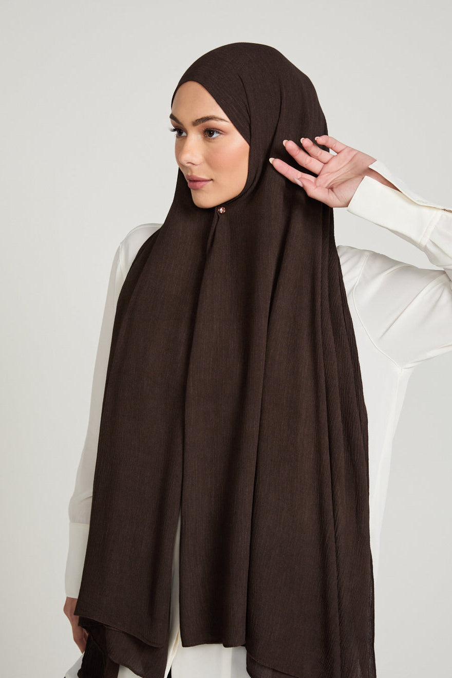 Modal Crinkle Hijab - Chocolate Plum
