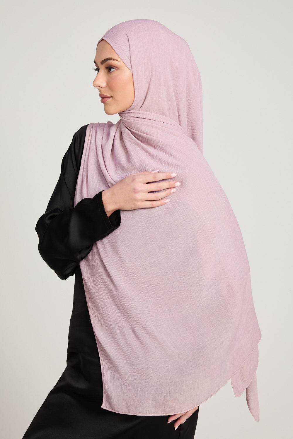 Modal Crinkle Hijab - Smoke Rose