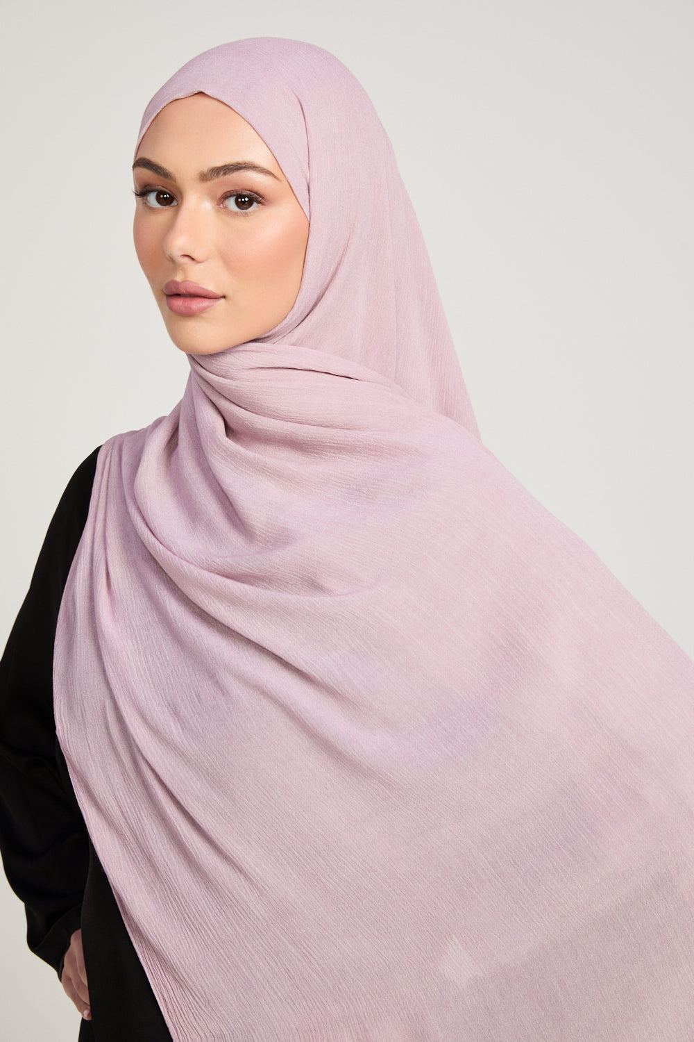 Modal Crinkle Hijab - Smoke Rose