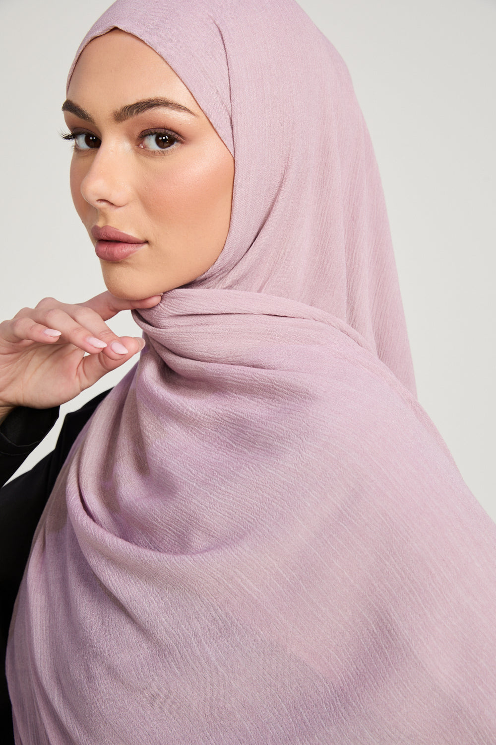 Modal Crinkle Hijab - Smoke Rose