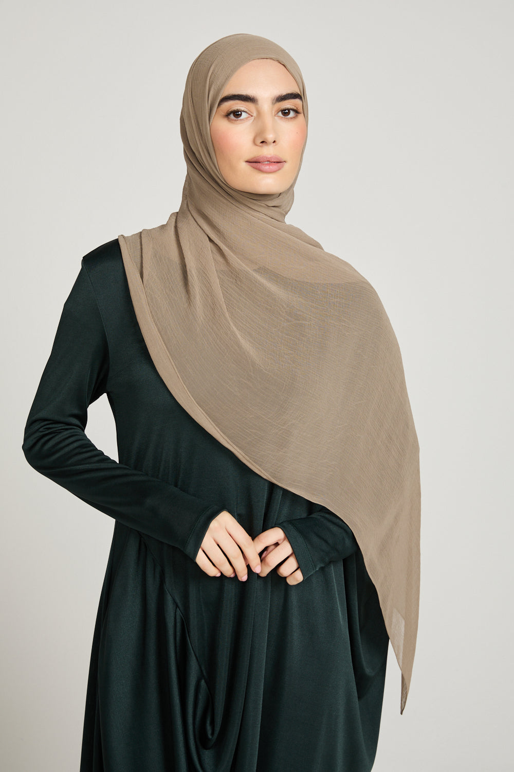 Luxury Soft Crush Hijab - Caramel Taupe
