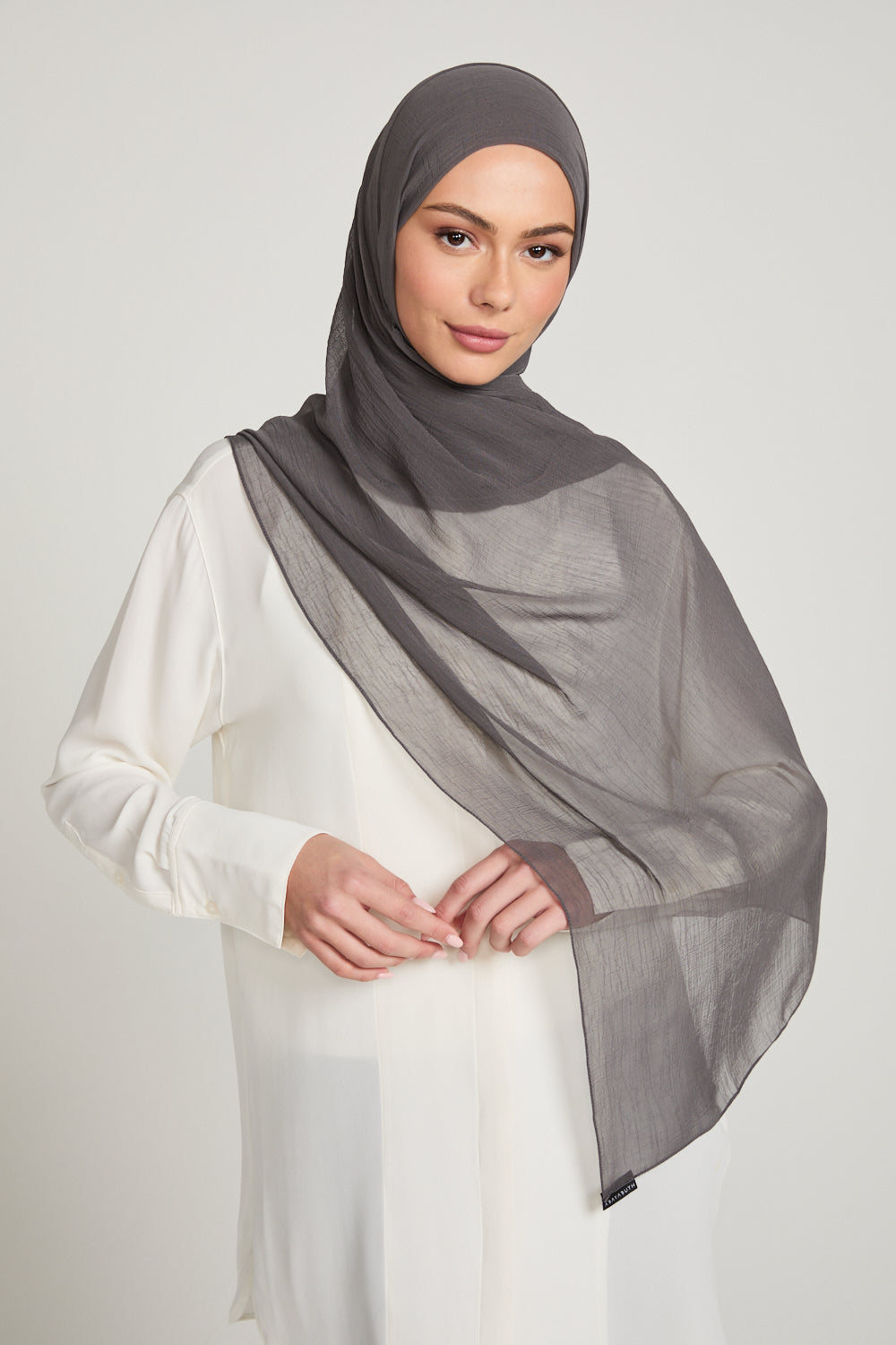 Luxury Soft Crush Hijab - Charcoal Mauve