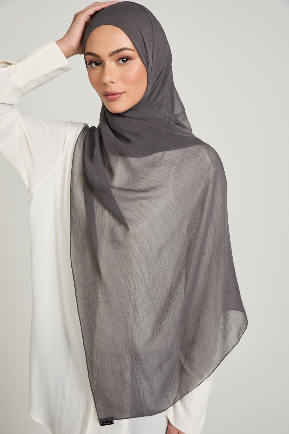 Luxury Soft Crush Hijab - Charcoal Mauve