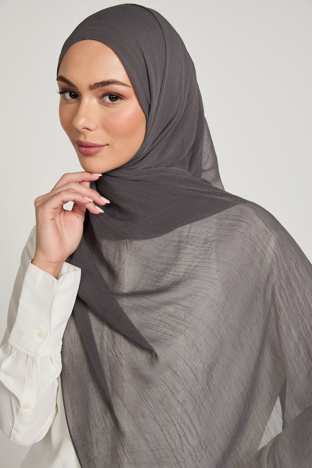 Luxury Soft Crush Hijab - Charcoal Mauve