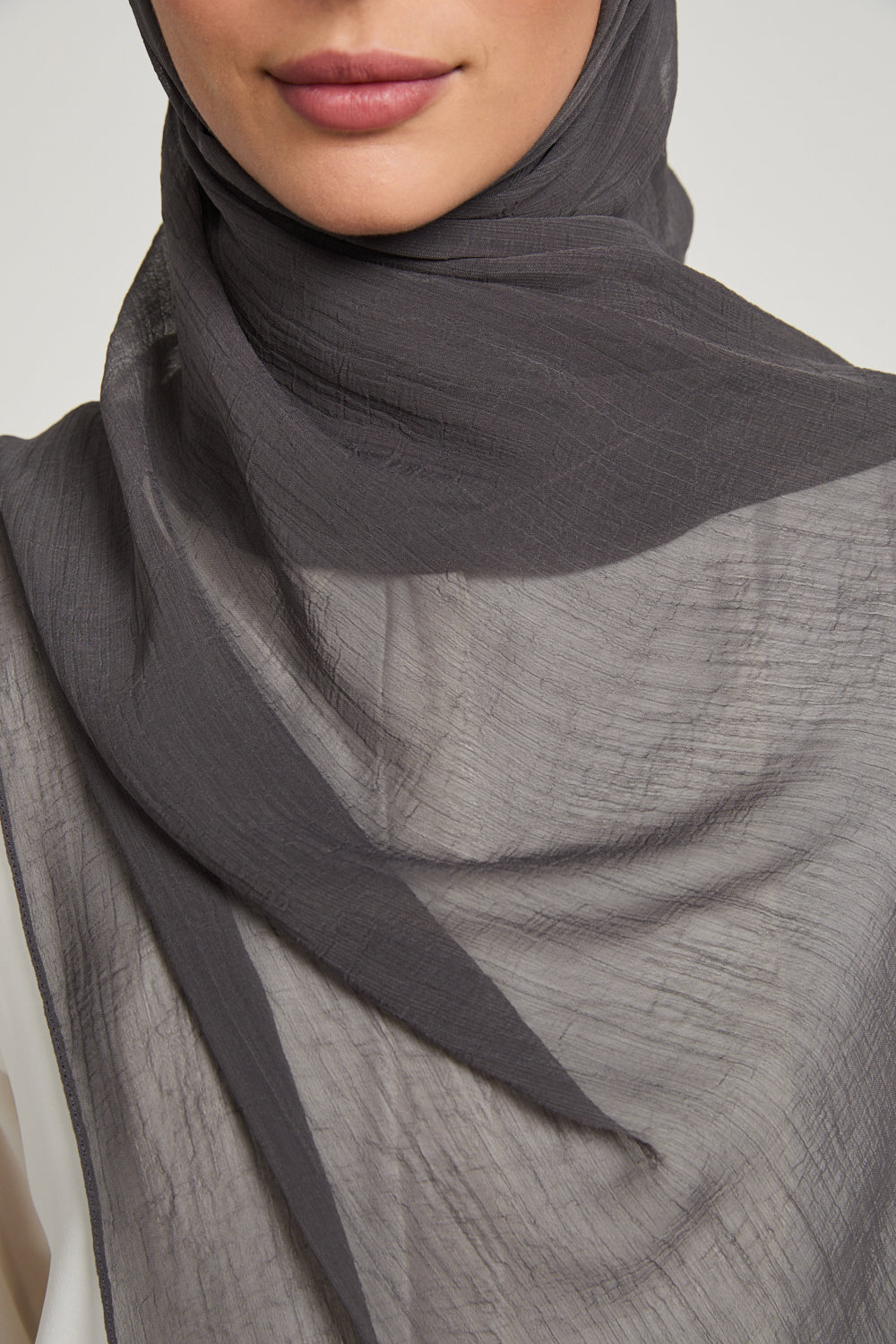 Luxury Soft Crush Hijab - Charcoal Mauve