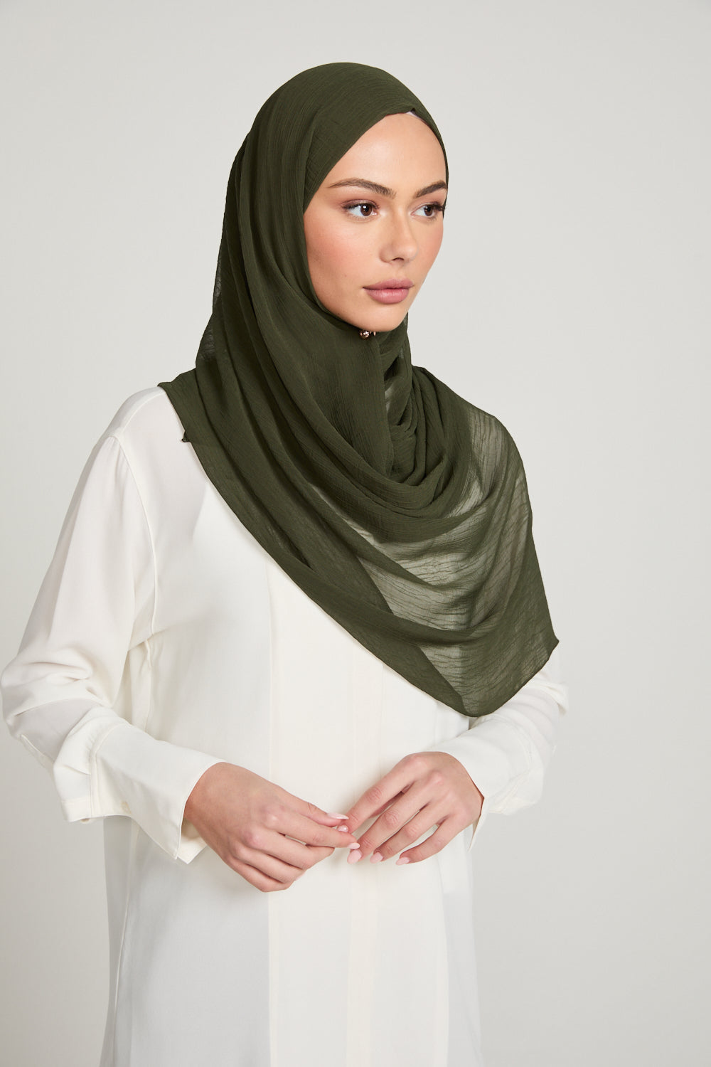 Luxury Soft Crush Hijab - Dark Khaki