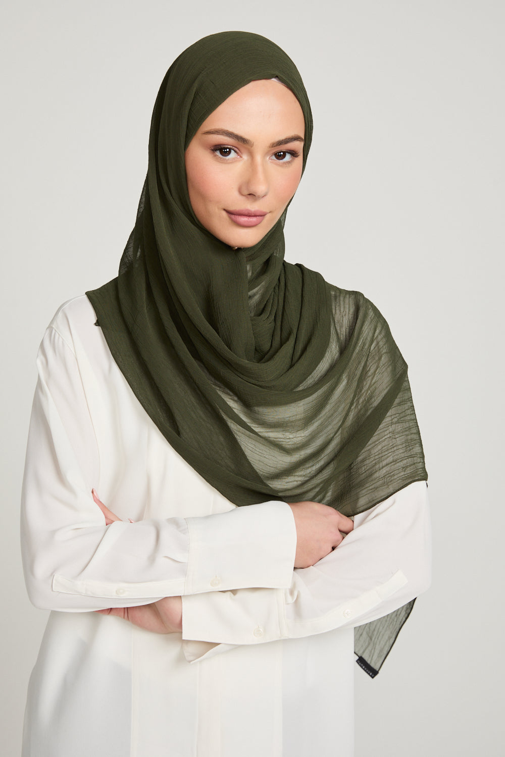 Luxury Soft Crush Hijab - Dark Khaki