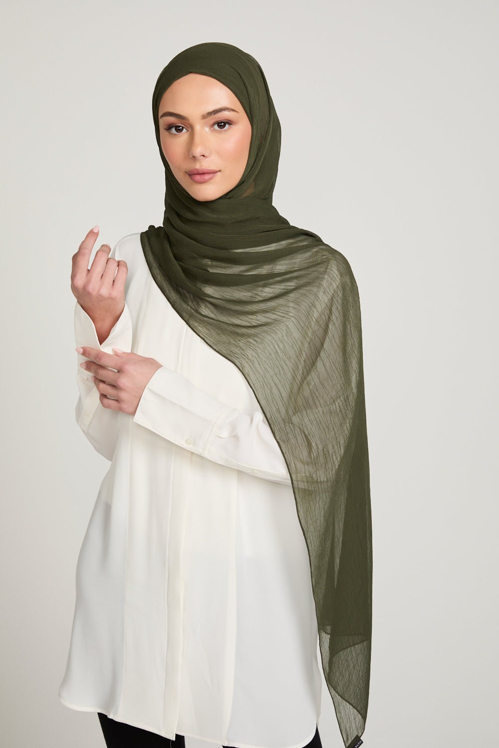 Luxury Soft Crush Hijab - Dark Khaki