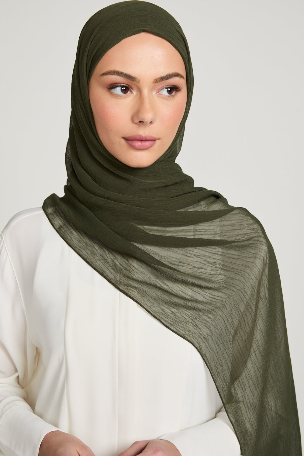 Luxury Soft Crush Hijab - Dark Khaki