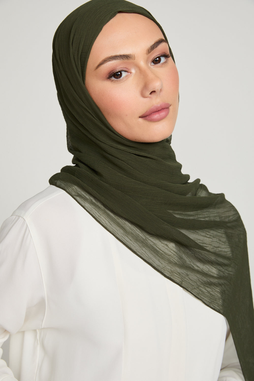 Luxury Soft Crush Hijab - Dark Khaki