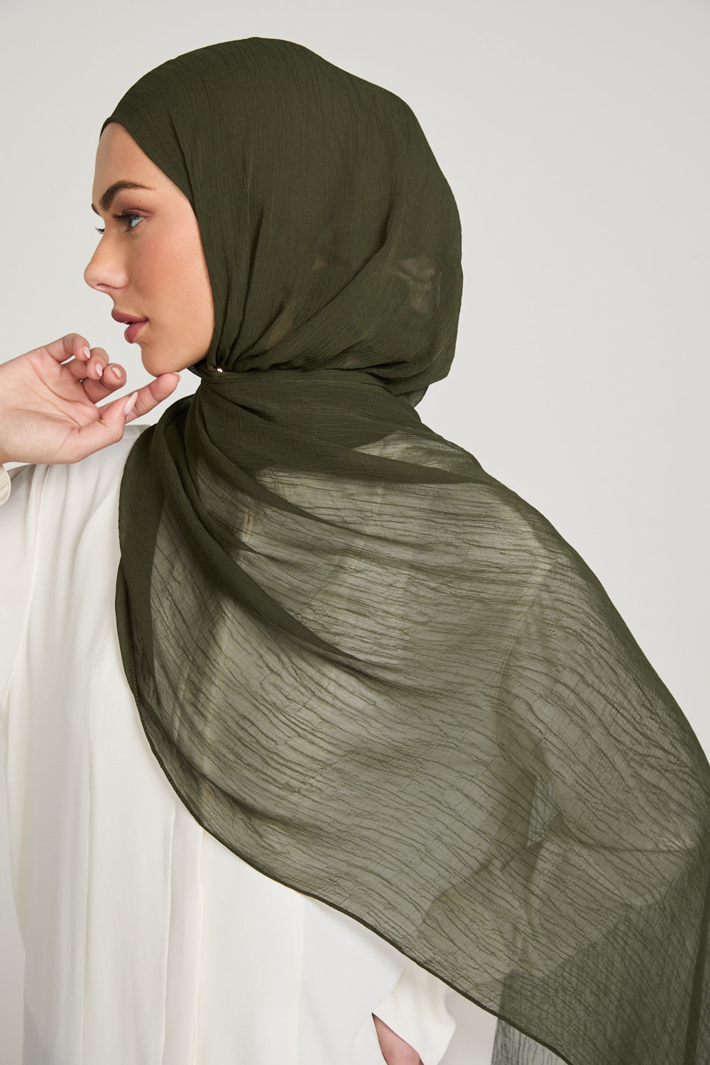 Luxury Soft Crush Hijab - Dark Khaki
