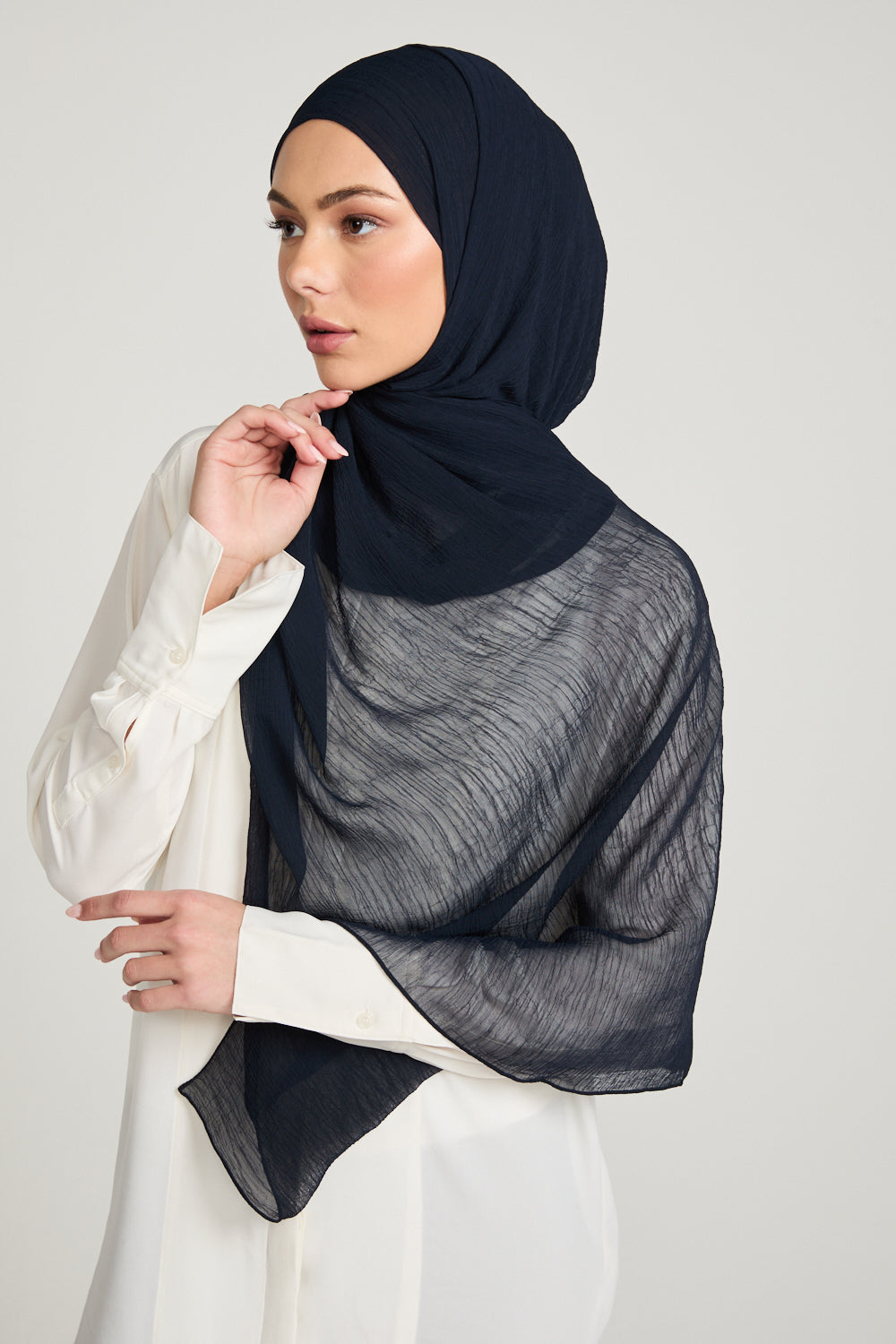 Luxury Soft Crush Hijab - Navy