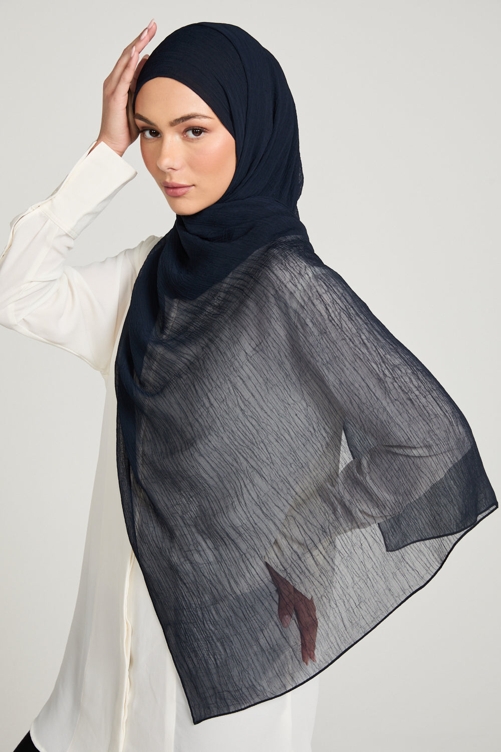 Luxury Soft Crush Hijab - Navy