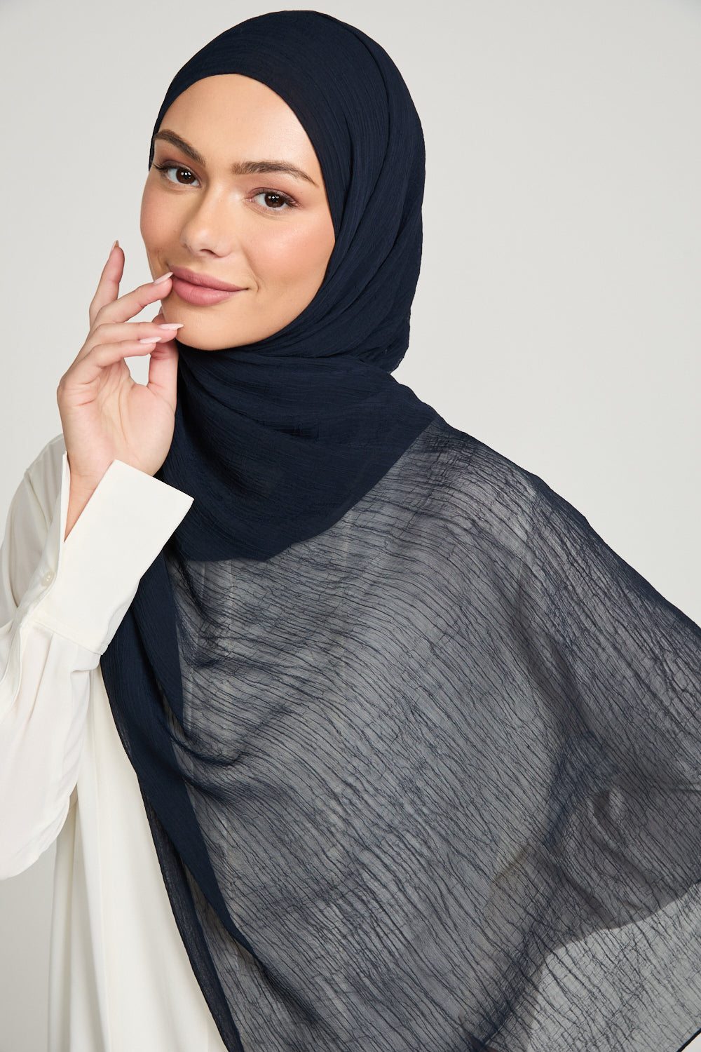 Luxury Soft Crush Hijab - Navy
