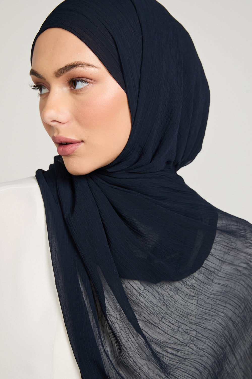 Luxury Soft Crush Hijab - Navy