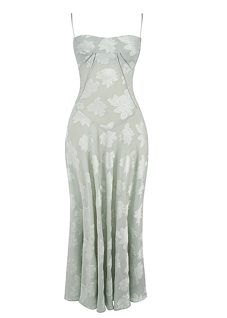 Floral Lace Back Maxi Dress