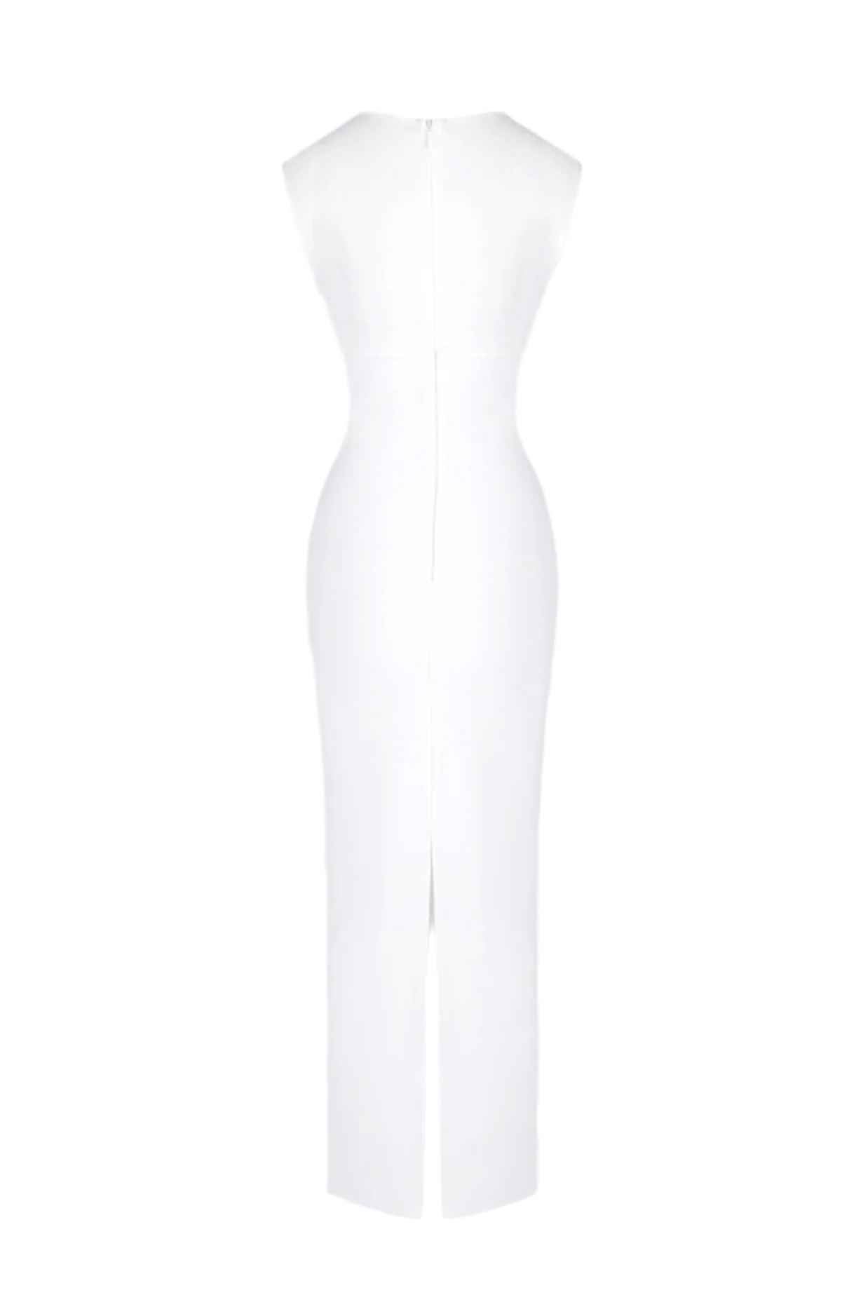 Carmina Mesh Paneled Maxi Bandage Dress in White