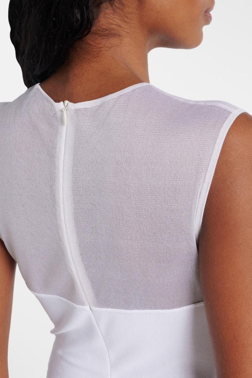 Carmina Mesh Paneled Maxi Bandage Dress in White