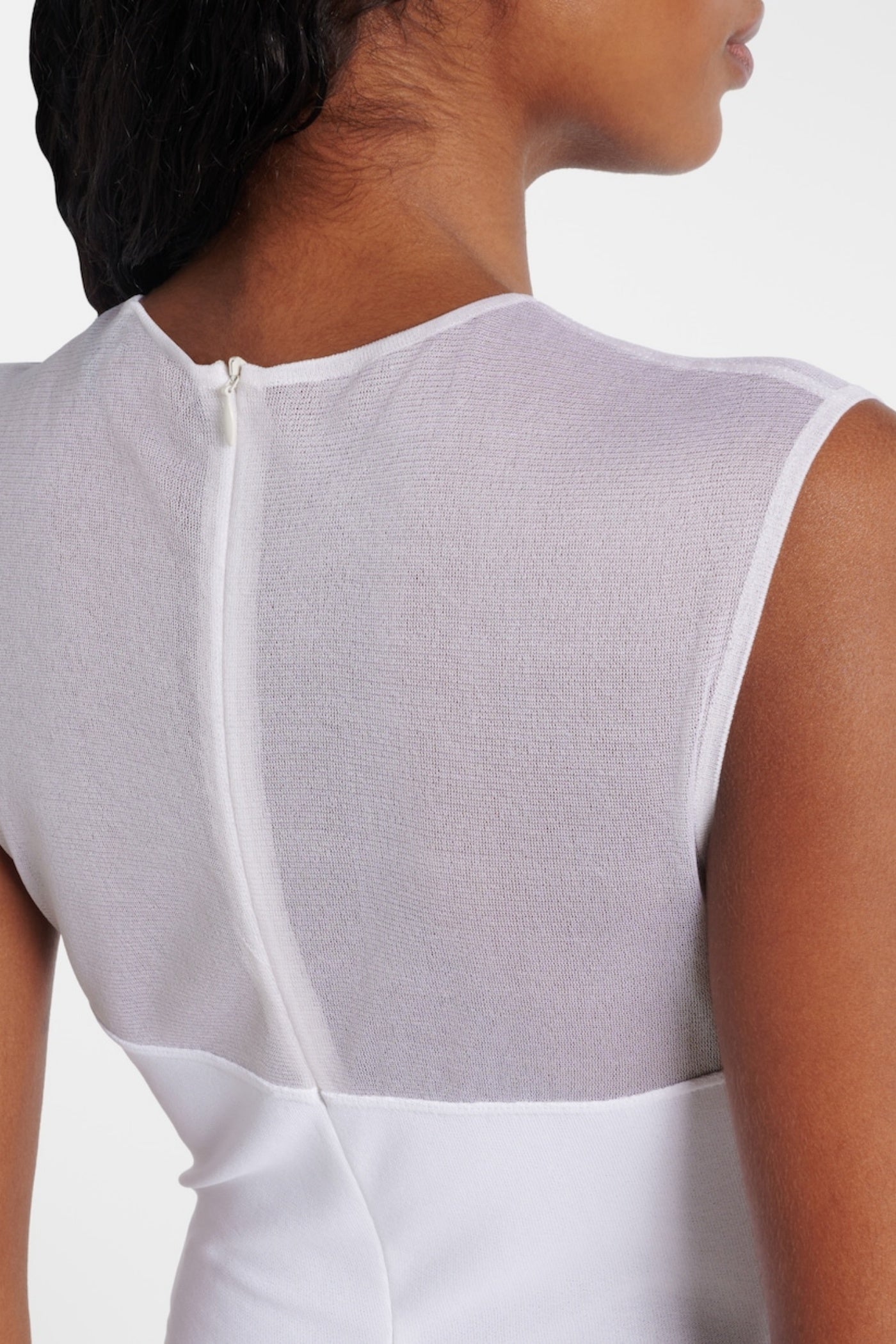 Carmina Mesh Paneled Maxi Bandage Dress in White