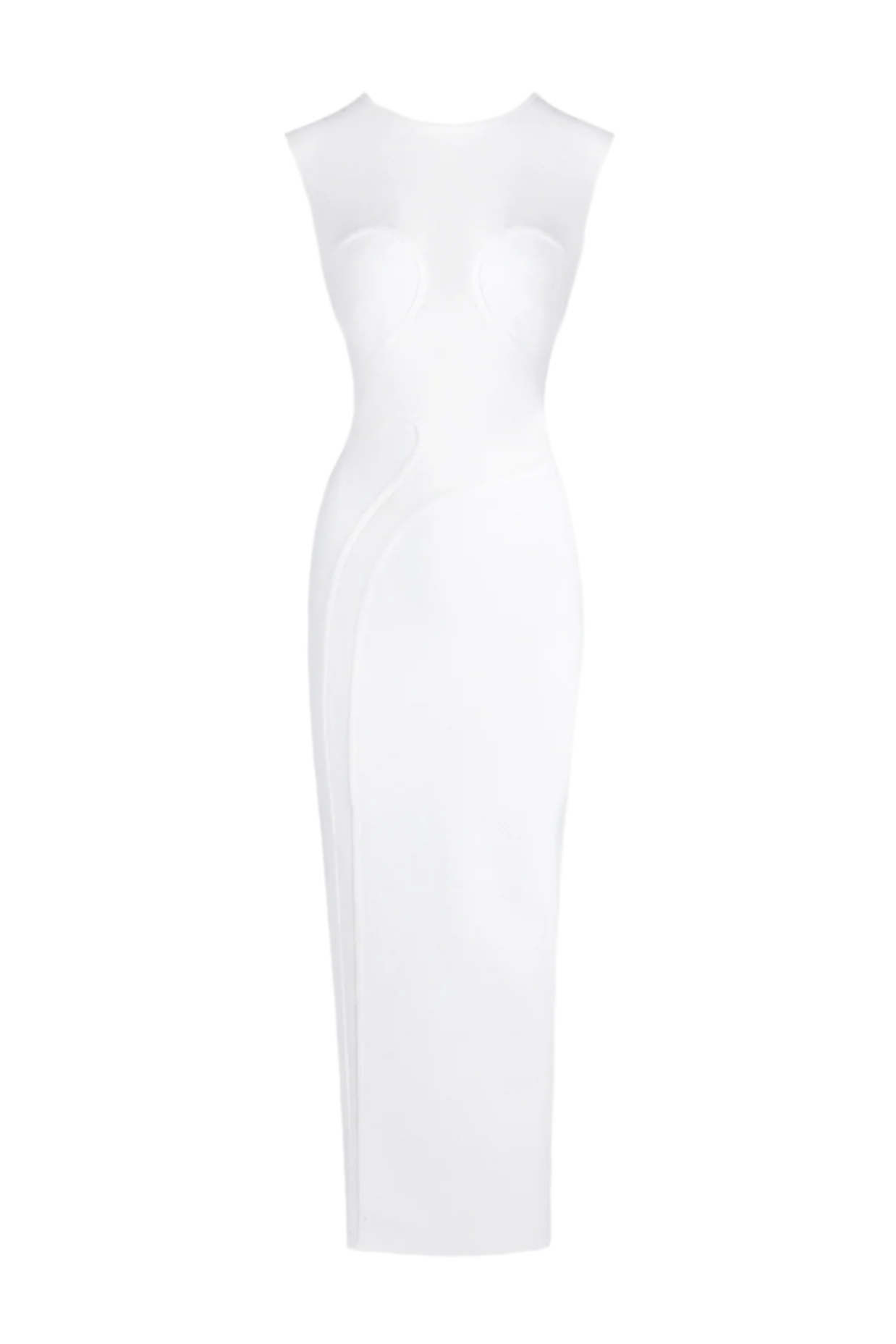 Carmina Mesh Paneled Maxi Bandage Dress in White