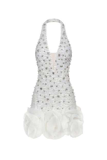 Tove Sleeveless V-neck Diamond Flowers Mini Dress