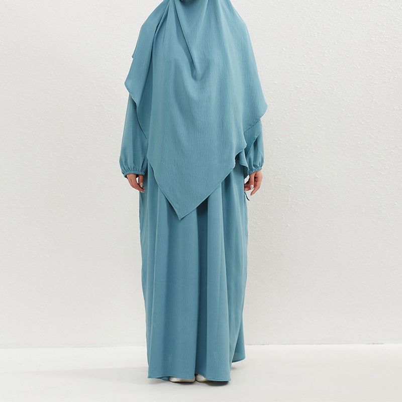 Crepe Abaya with Pockets + Layered Khimar Set