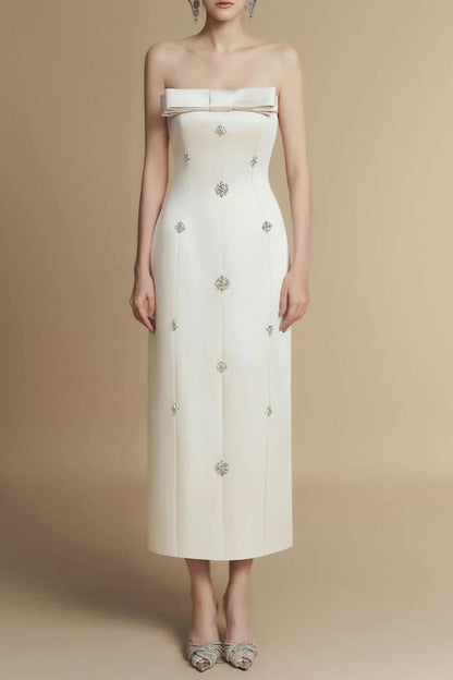 Sheath Straight Across Neck Taffeta Midi Dress