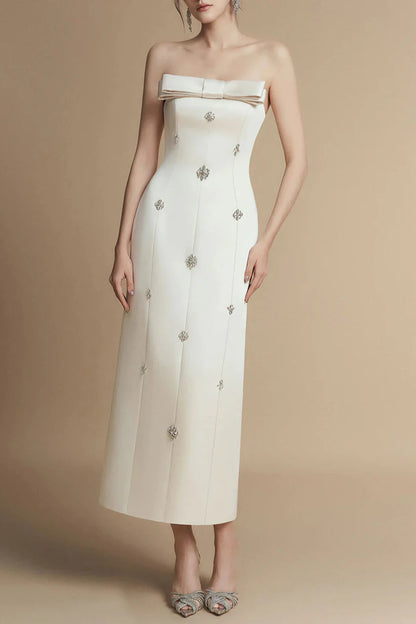 Sheath Straight Across Neck Taffeta Midi Dress