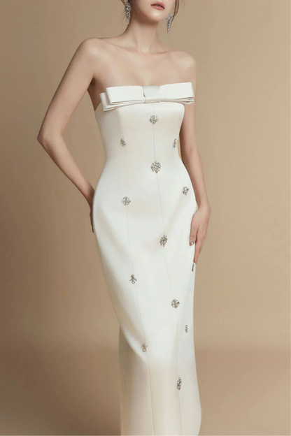 Sheath Straight Across Neck Taffeta Midi Dress