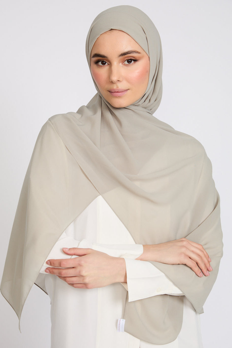 Soft Luxury Georgette Hijab - Sage Taupe